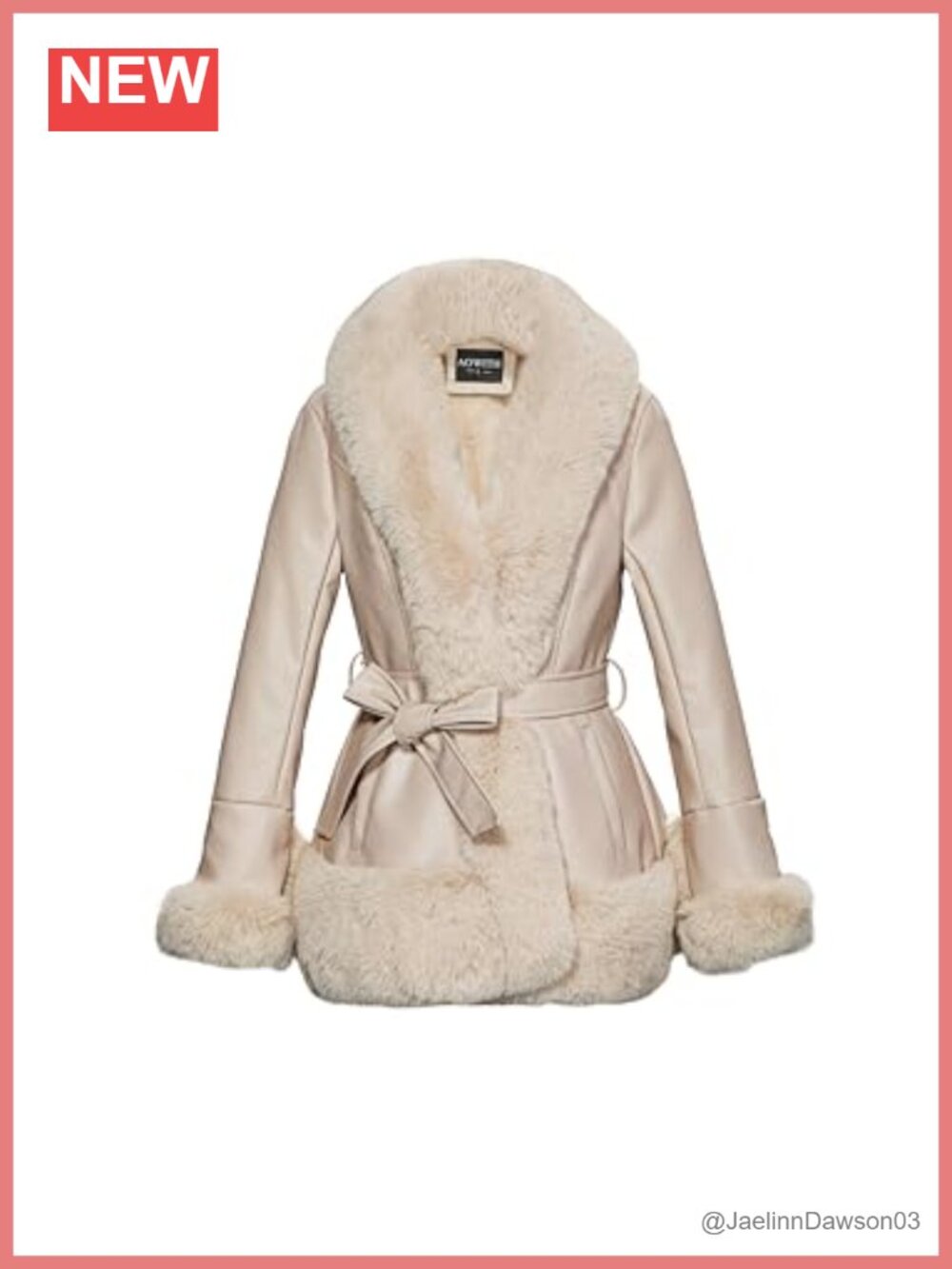 Faux Leather Jacket Coat for Women Faux Fur Collar Button Long Sleeve